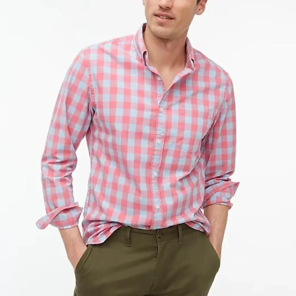 J. Crew Mercantile Pink & Blue Gingham Check Button Down Shirt